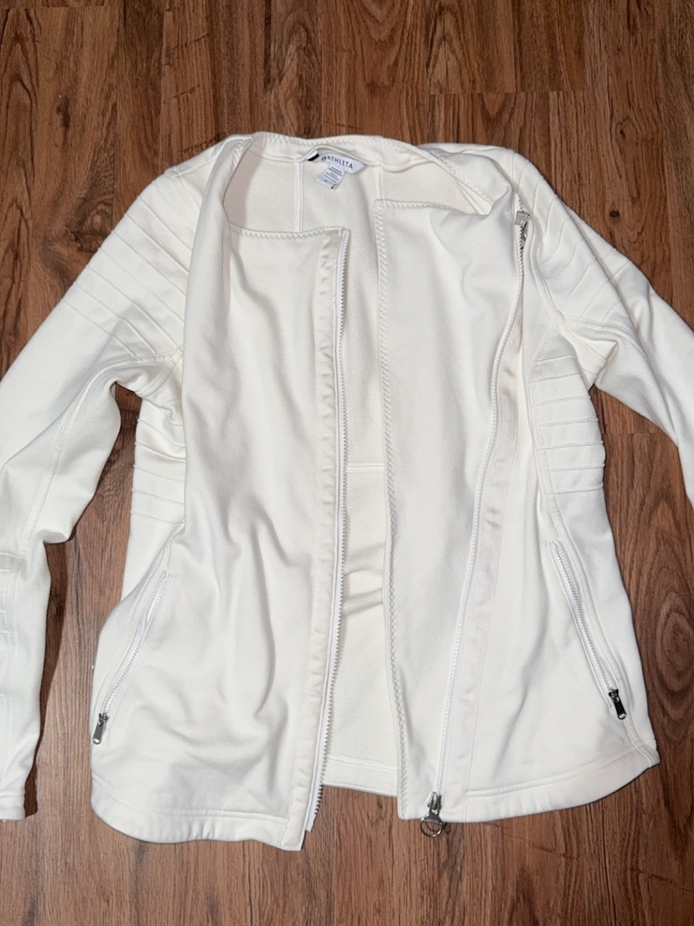 Athleta Cream White Triumph Moto Full-Zip Jacket